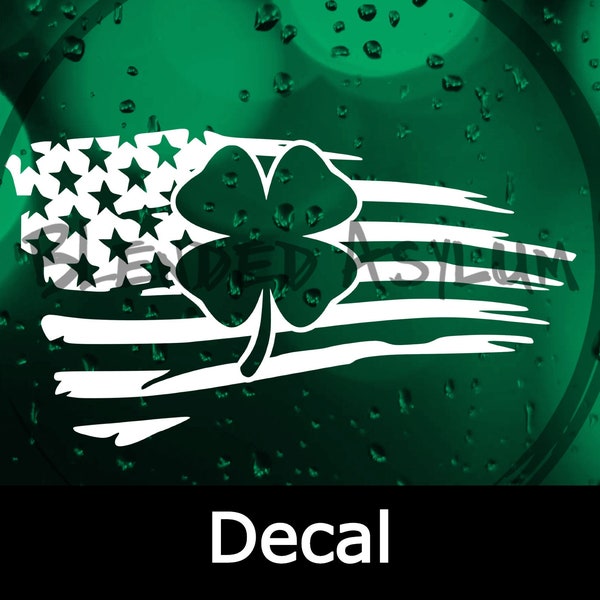 American Flag Clover Decal | Lucky American Flag | Irish American Decal | Truck Decal | United States Clover Window Decal