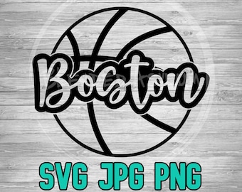 Boston Basketball 001 SVG PNG JPG | Layered Vector File | Sublimination File | Die Cutting File | Clip Art | Digital Download