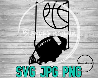 Indiana American Football Basketball SVG PNG JPG | Indiana Football Vector | Cricut and Silhouette File | Clipart | Laser Engraving