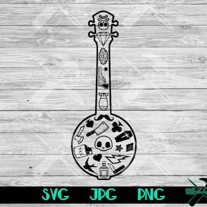 Rockabilly Banjo Vector Cut File SVG, JPG, PNG