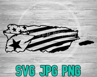 Puerto Rico American Flag Reversed SVG JPG PNG | American Puerto Rico Flag Merged | Distressed Flag | Vector | Cricut Silhouette File