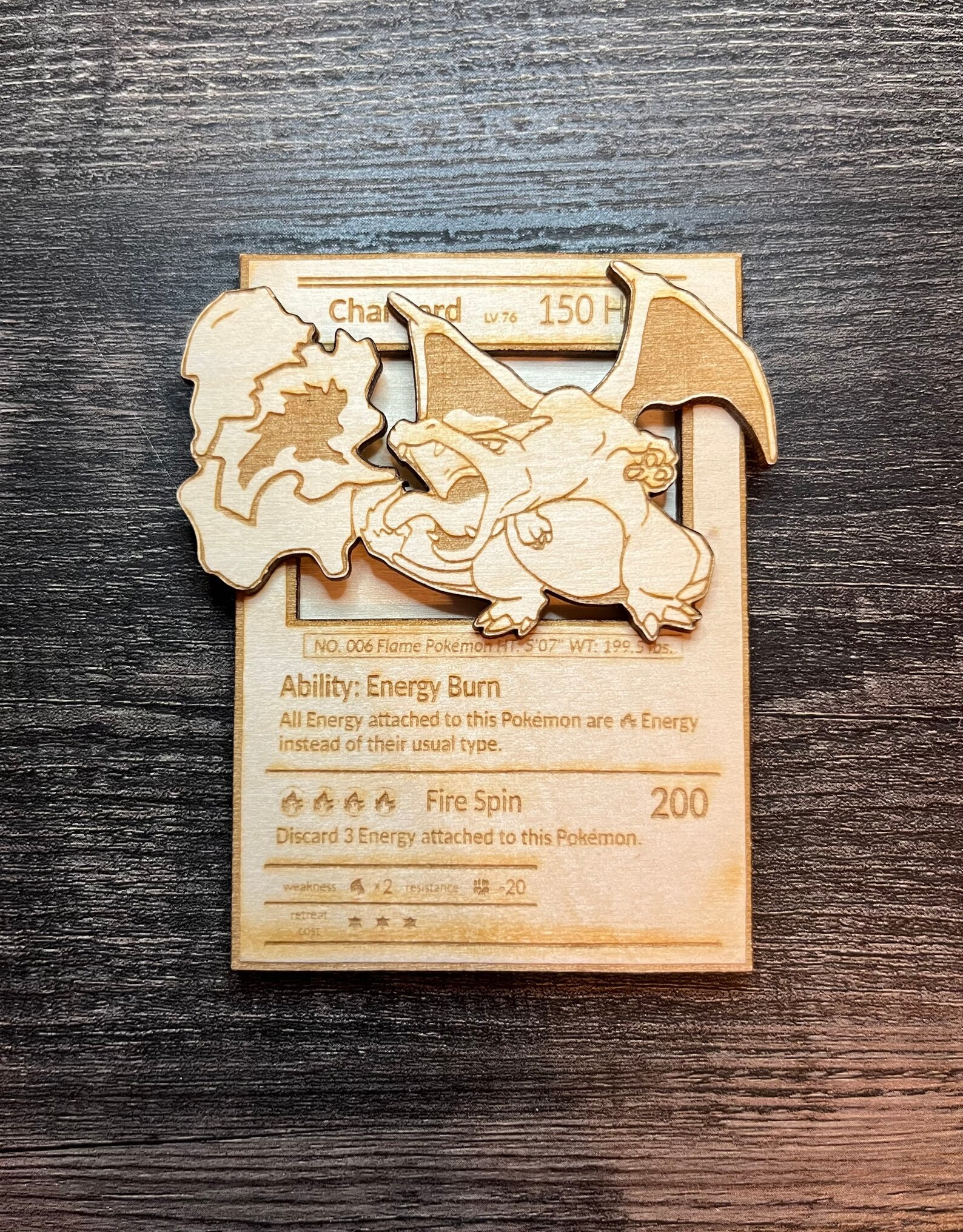 Wood Charizard Pokemon Card Laser Cut Pokemon Art Handmade Etsy Canada