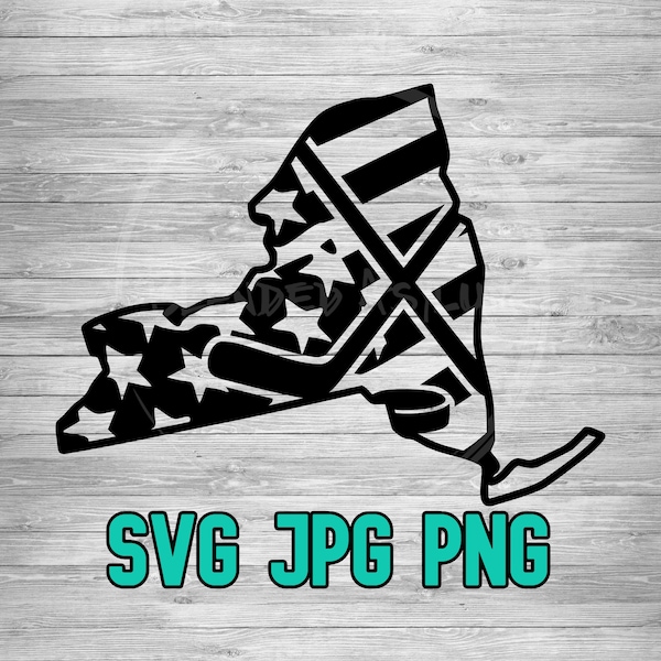 New York American Flag Hockey SVG PNG JPG | New York Hockey Vector | Cricut and Silhouette File | Clipart | Laser Engraving