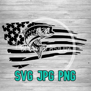 American Bass SVG JPG PNG | Fishing Svg | Fisherman | American Bass Fishing | Distressed Flag Bass | Outdoorsm | Fisherman Vector | Hunting
