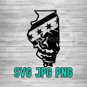 Illinois Chicago Mexico Vlag SVG JPG PNG | Vlag van Chicago Mexico samengevoegd | Lasergravure bestand | Vector gesneden bestand | Cricut silhouet bestand