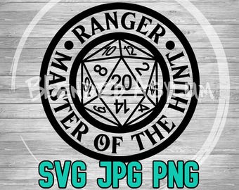Ranger Master of The Hunt SVG PNG JPG | D20 Badge Vector File | Dm Badge | Rogue Badge Cut File | Cricut & Silhouette File | Engraving File