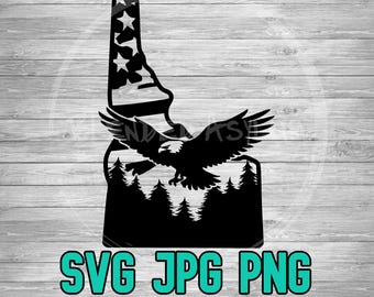 Idaho American Flag Eagle SVG PNG JPG | Idaho Outline Vector | Cricut and Silhouette File | Clipart | Laser Engraving | Sublimination