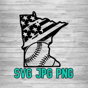 Minnesota American Flag Baseball SVG PNG JPG | Minnesota Baseball Vector | Cricut and Silhouette File | Clipart | Laser Engraving
