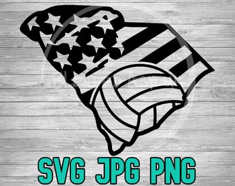 South Carolina American Flag Volleyball SVG PNG JPG | South Carolina Vector | Cricut and Silhouette File | Clipart | Laser Engraving File