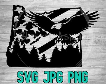 Oregon American Flag Eagle SVG PNG JPG | Oregon Outdoors Vector | Cricut and Silhouette File | Clipart | Laser Engraving | Sublimination