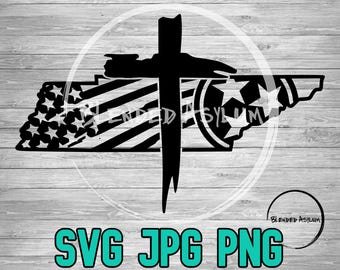 Tennessee American State Flag Cross SVG PNG JPG | Tennessee Vector | Cricut File | Silhouette File | Clipart File | Laser Engraving File