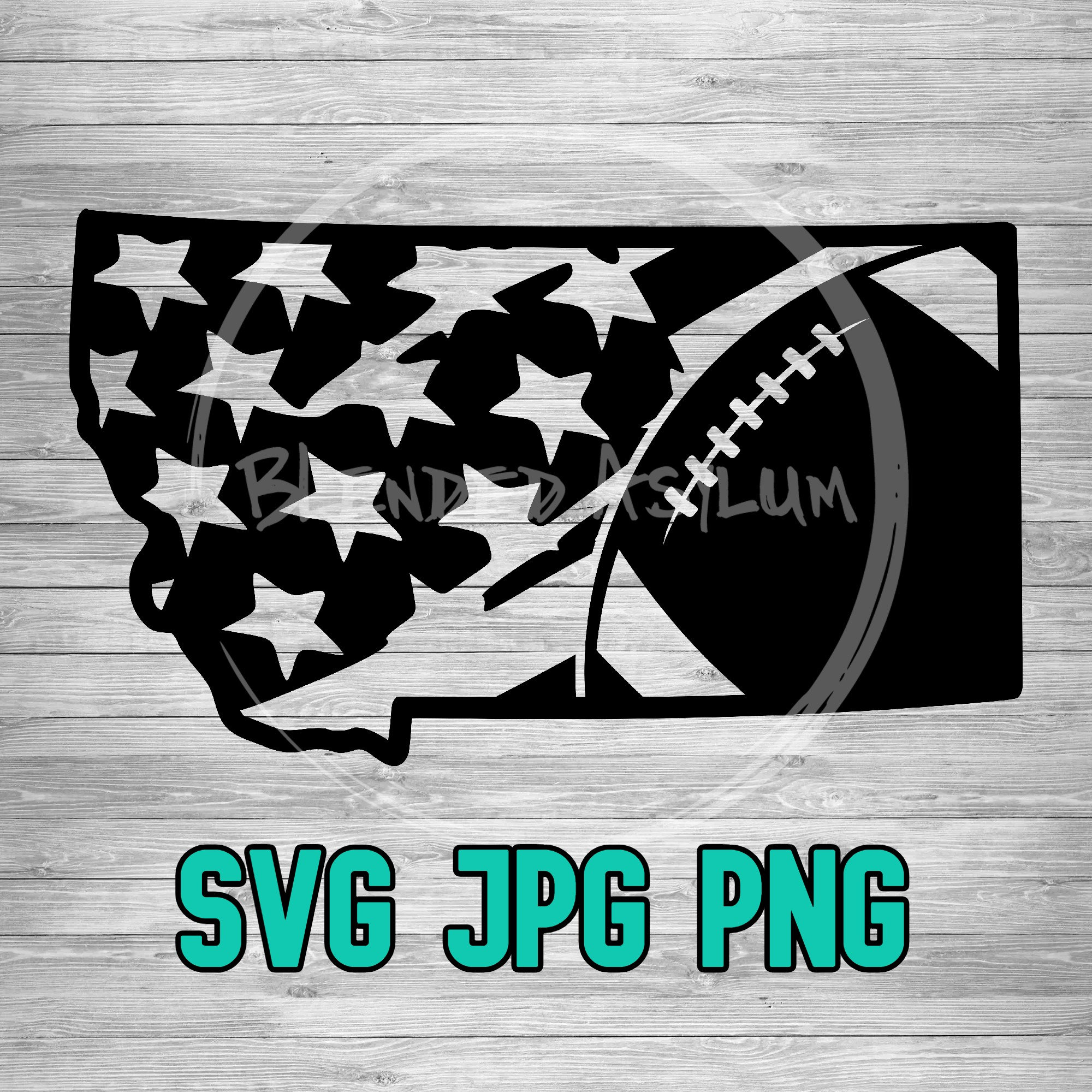 Montana American Flag Football SVG PNG JPG Layered | Montana American Flag Outline | Cricut Silhouette File | Clipart File | Laser Engraving