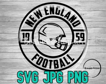 Voetbal opgericht New England SVG PNG JPG | Voetbal New England Vector File | Cricut Bestand | Silhouette-bestand | Vintage New England Voetbal