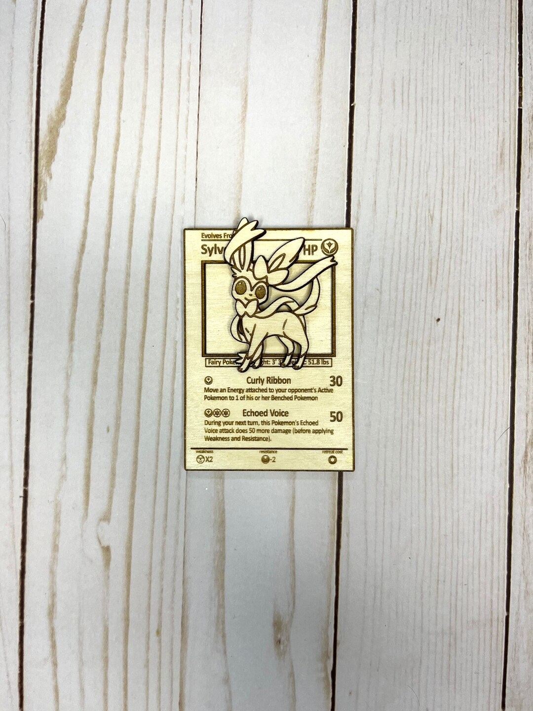 Sylveon Pokemon Wood Card Laser Cut Pokemon Art Handmade Etsy