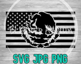 American Flag Mexico 003 SVG JPG PNG | American Mexico Flag Merged | Distressed American Flag | Vector Cut File | Cricut File | Silhouette