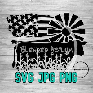 American Farm SVG PNG JPG | American Flag Cow | Farming svg | Corn svg | Corn Farm svg | Heartland | Farm Life | Cows svg