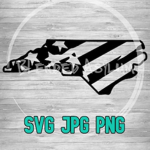 North Carolina American Flag SVG PNG JPG | North Carolina Vector | Cricut File | Silhouette File | Clipart File | Laser Engraving File
