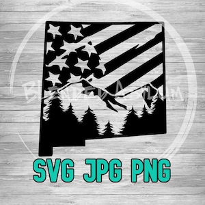 New Mexico American Flag Mountains 002 SVG PNG JPG | New Mexico Shiprock | Cricut Silhouette | Laser Engrave | Digital Download
