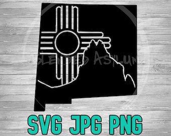 New Mexico Zia Ship Rock Reversed SVG PNG JPG | Zia New Mexico | Cricut Silhouette | Laser Engrave | Sublimination | Digital Download