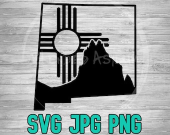 New Mexico Zia Ship Rock SVG PNG JPG | Zia New Mexico | Cricut Silhouette | Laser Engrave | Glowforge | Sublimination | Digital Download