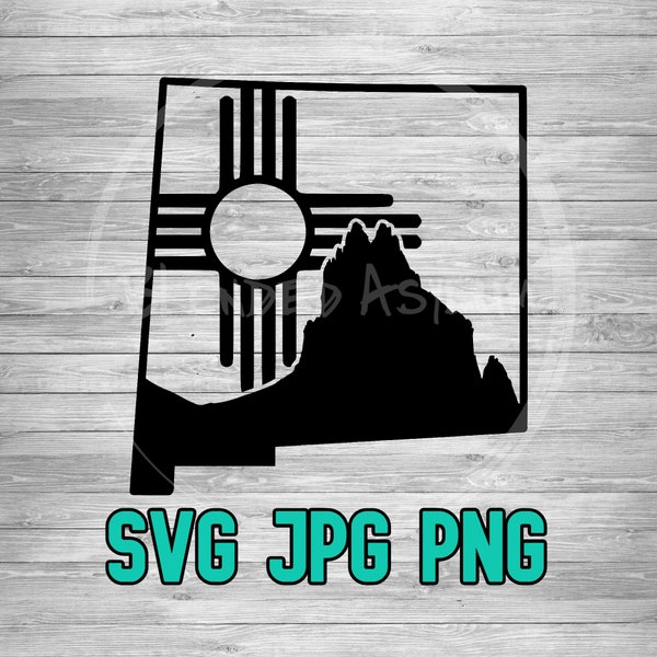 New Mexico Zia Ship Rock SVG PNG JPG | Zia New Mexico | Cricut Silhouette | Laser Engrave | Glowforge | Sublimination | Digital Download