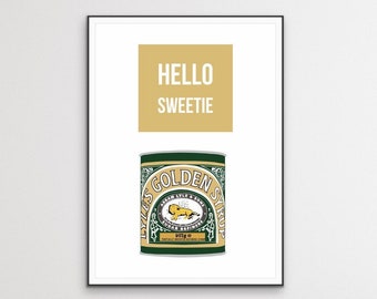 Hello Sweetie Kitchen Print: Golden Syrup Tin Poster