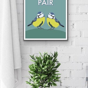 Blue Tits Bathroom Art Print | Humorous Quote, Bird Illustration image 4