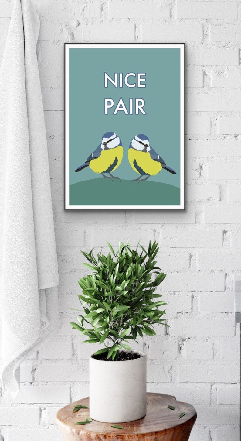 Blue Tits Bathroom Art Print | Humorous Quote, Bird Illustration image 4