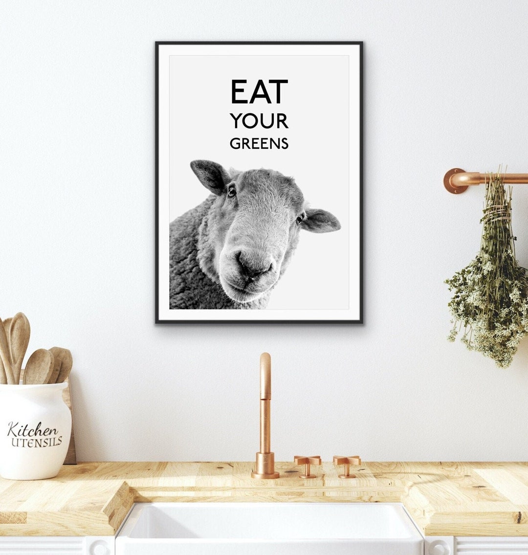 Eat Your Greens Wall Art Kitchen Print kitchen Print Farmhouse Kitchen