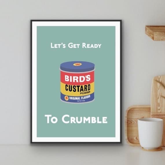 Let's Get Ready To Crumble Kitchen Print: Vintage Custard Tin Wall Art