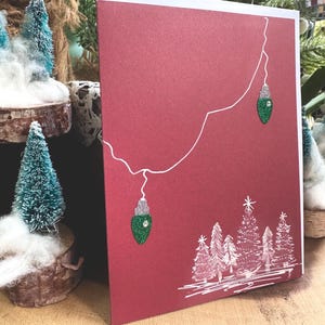 Cartão pintado à mão, enfeite de natal, cartão de natal, natal, árvores de natal, natal branco, cores de natal, papai noel, enfeites, natal