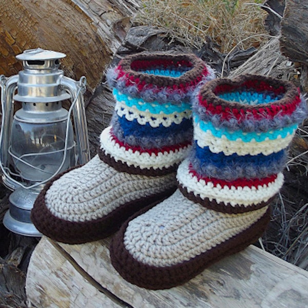 Mukluk Crochet Pattern, Crochet Boots Slippers, Mukluk Lugg Slipper, Digital Pattern only