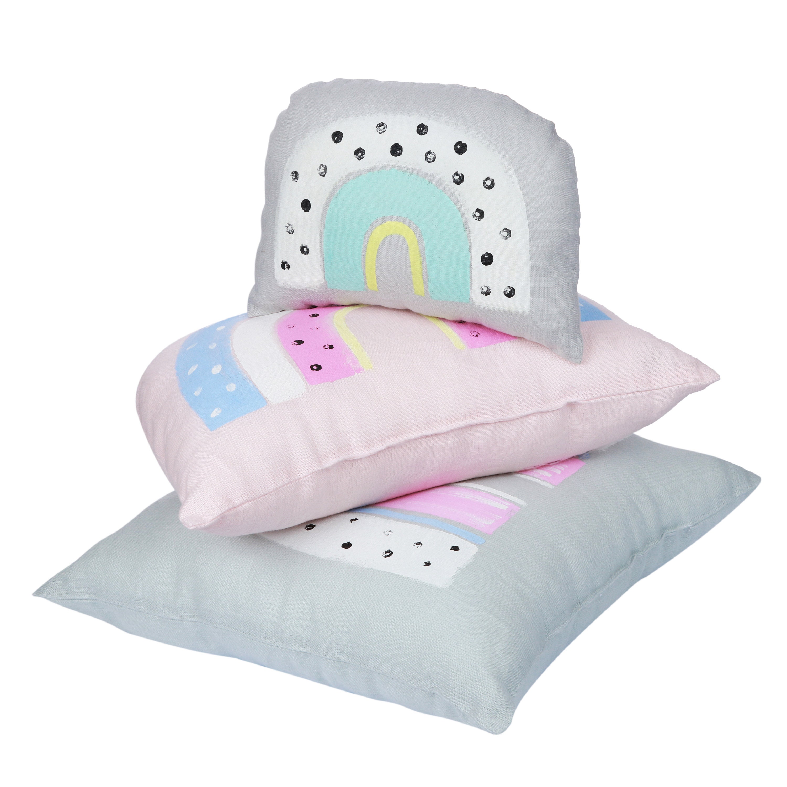 Personalized rainbow kids linen pillow Soft rainbow pillow Etsy