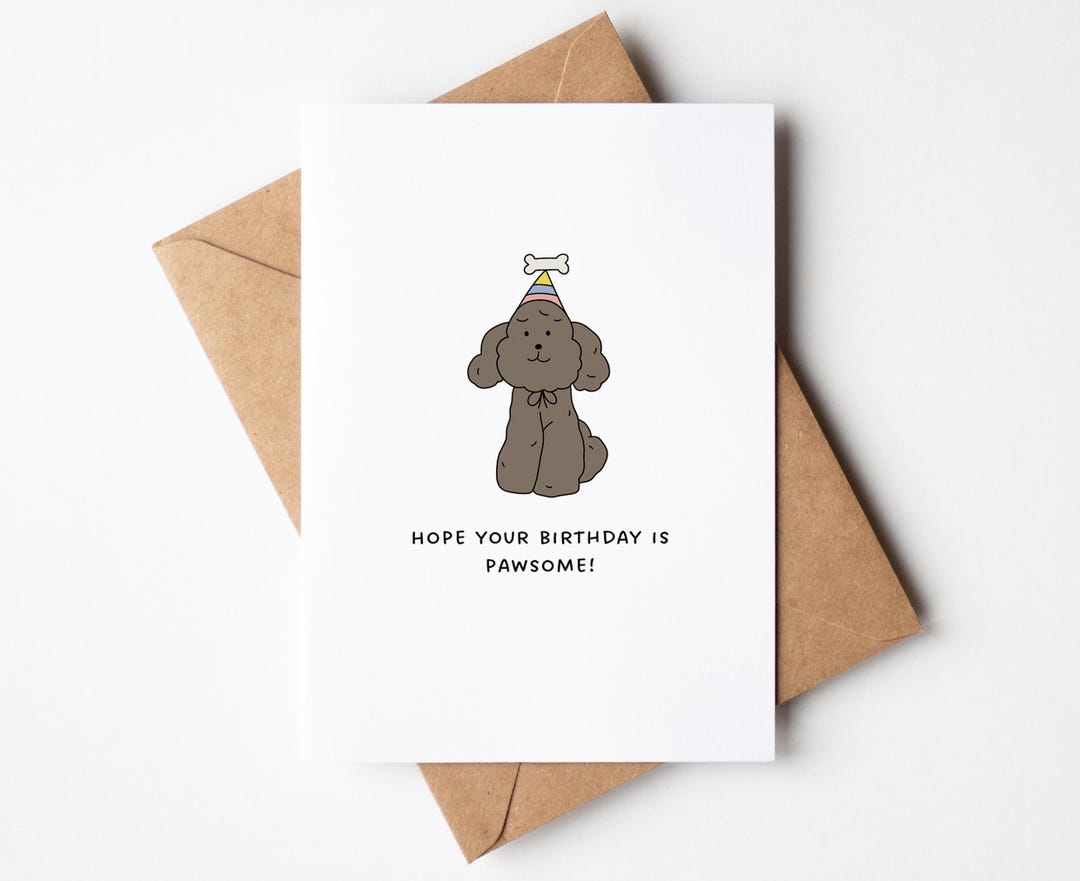 Pawsome Birthday Card – Cute Dog Pun Greeting, Funny Animal Lover Gift ...