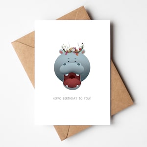 Carte d’anniversaire Hippo imprimable⎥Modèle de carte⎥Carte de jeu de mots pour les amis⎥Animal Funny Card⎥Carte de félicitations⎥Téléchargement numérique instantané