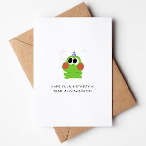Impressionnante carte d'anniversaire pour allié crapaud - calembour drôle de grenouille, cadeau mignon pour amoureux des animaux, intérieur vierge, carte d'anniversaire unique, téléchargement immédiat