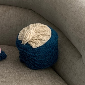 Knit toilet paper roll cover seashell wave ocean blue