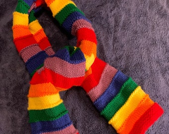 Gebreide Rainbow Pride-sjaal met strepen LGBTQ: 10" breed en 48" lang