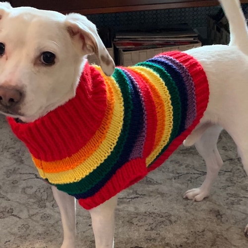 Knit Rainbow Striped Dog Sweater LGBTQ Pride Etsy