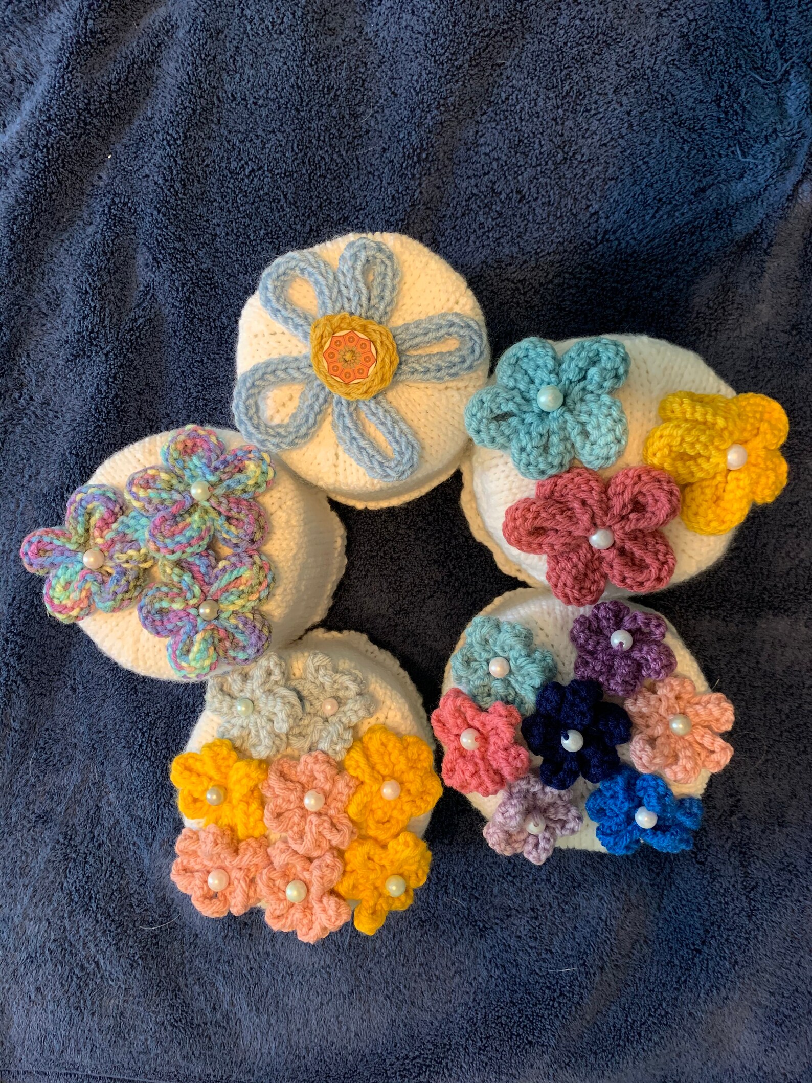 Knit Toilet Roll Cover Toilet Roll Cozy With Colorful Flowers Etsy