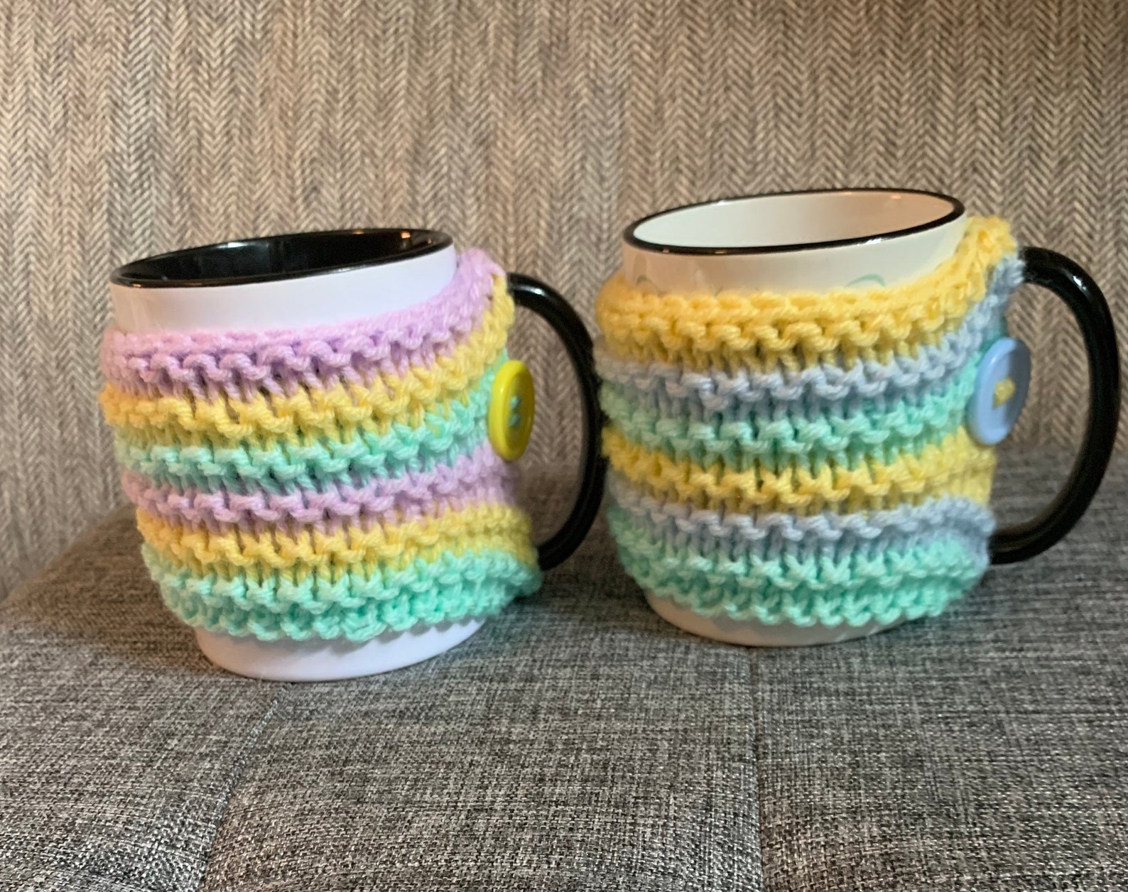 Knit Mug Cozy Sweater Pastel Stripes Tea Coffee Cup Lovers - Etsy