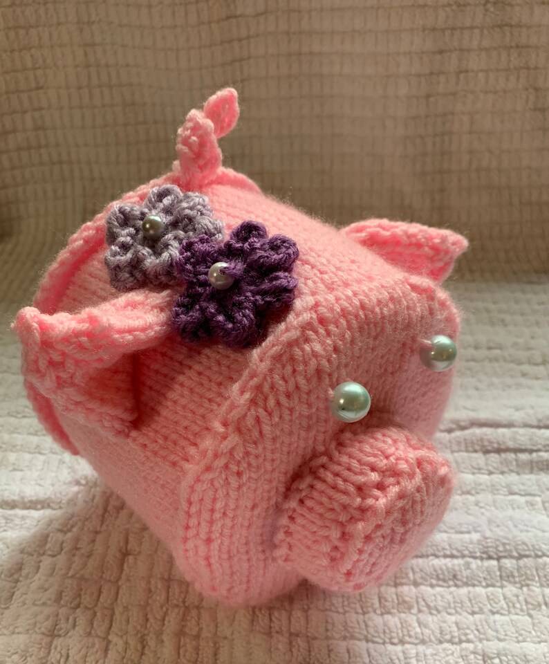 Knit Toilet Paper Roll Cover Pink Pig With Flowers Etsy