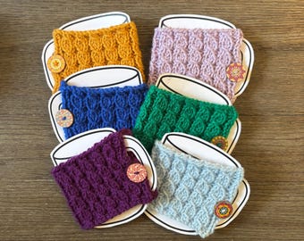 Knit Cable Coffee Cup Cozy: Acrylic Mug Sweater