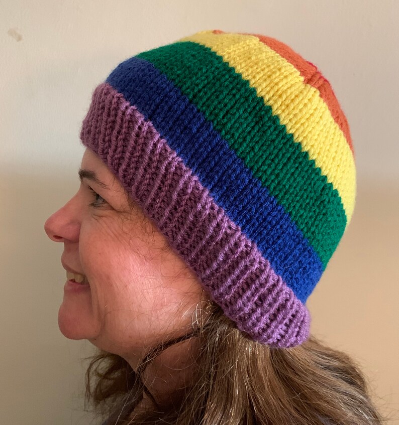 Rainbow Beanie Pride Hat Rainbow Knit Cap Pride Knit Cap Knit Etsy