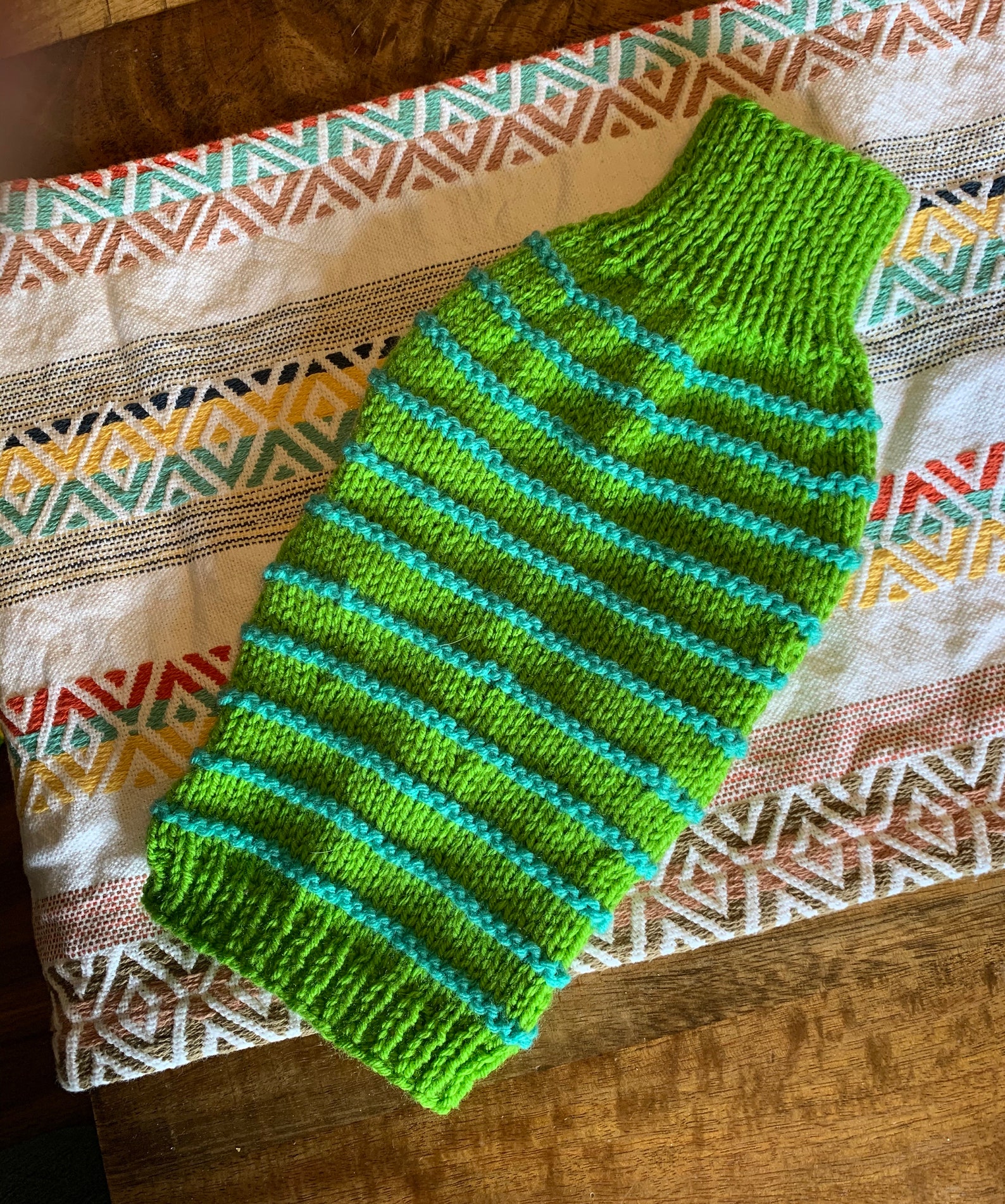 Knit Striped Dog Sweater Green & Blue Extra Small Etsy