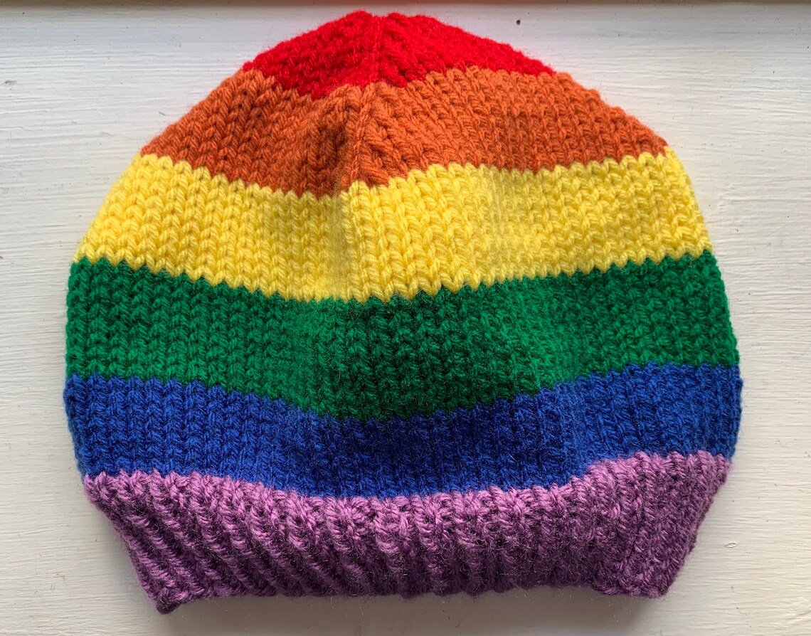 Rainbow Beanie Pride Hat Rainbow Knit Cap Pride Knit Cap Knit Etsy