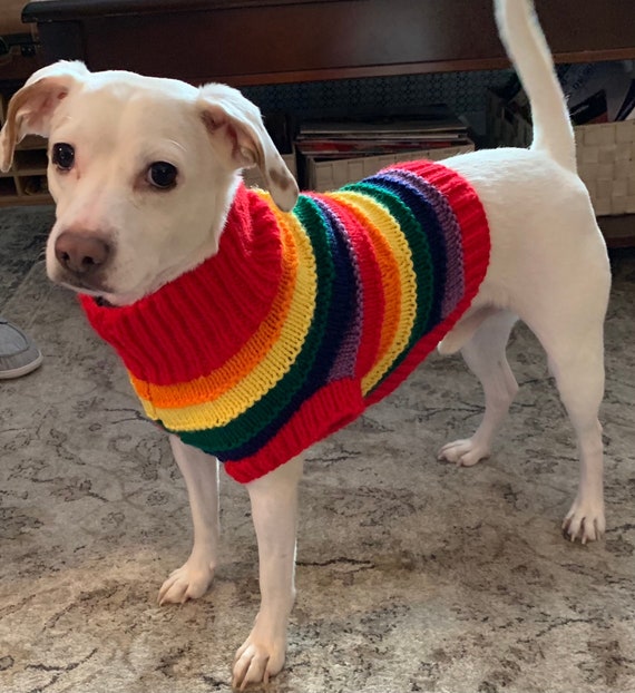 Knit Rainbow Striped Dog Sweater LGBTQ Pride Etsy UK