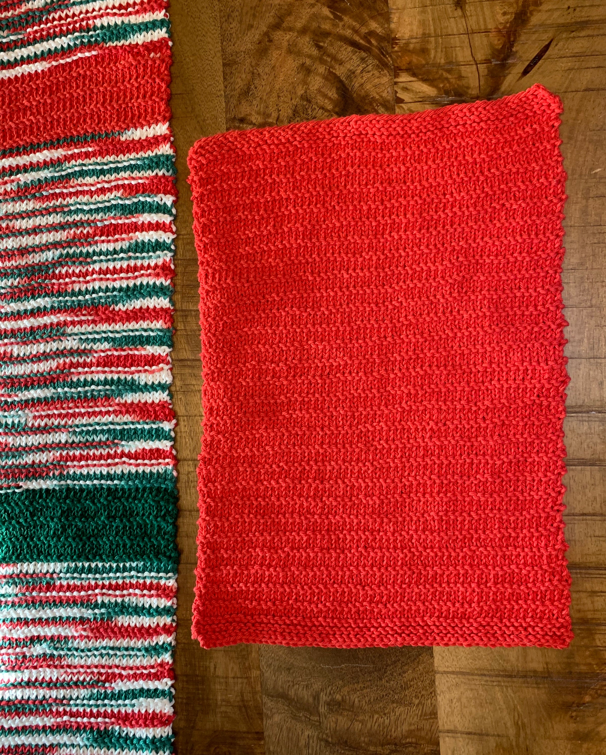 Knit Placemats Set of Two Cotton Red Textured Etsy