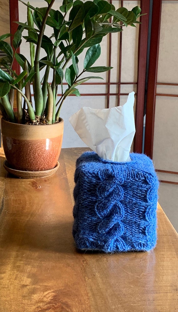 Blue tissue box cover discount