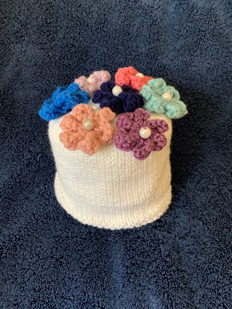 Knit Toilet Roll Cover Toilet Roll Cozy With Colorful Flowers Etsy